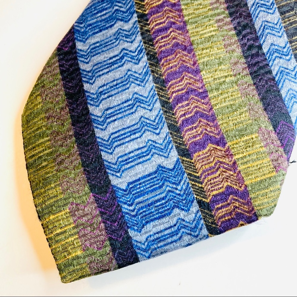 Purple Blue Olive Green Tie Shawn Barnes Men’s - Picture 4 of 11